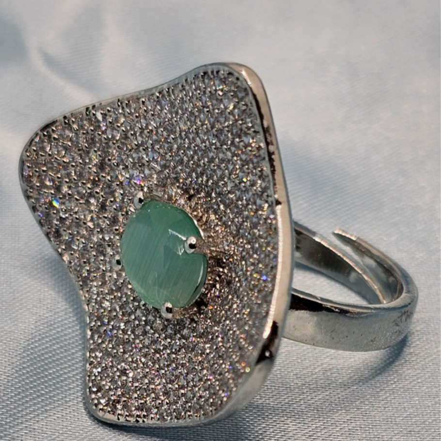 Cocktail Ring with Green Stone