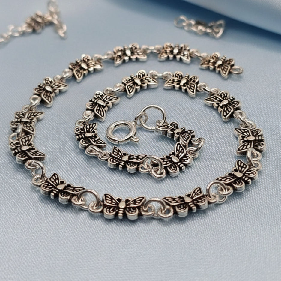 Oxidised Butterfly Anklet