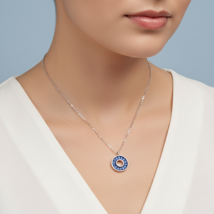 Blue Radiant Circle Pendant