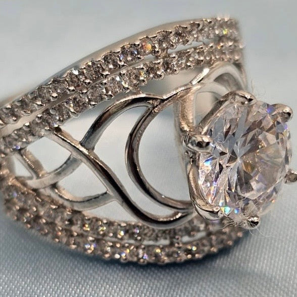 Silver Designer Zircon Ring