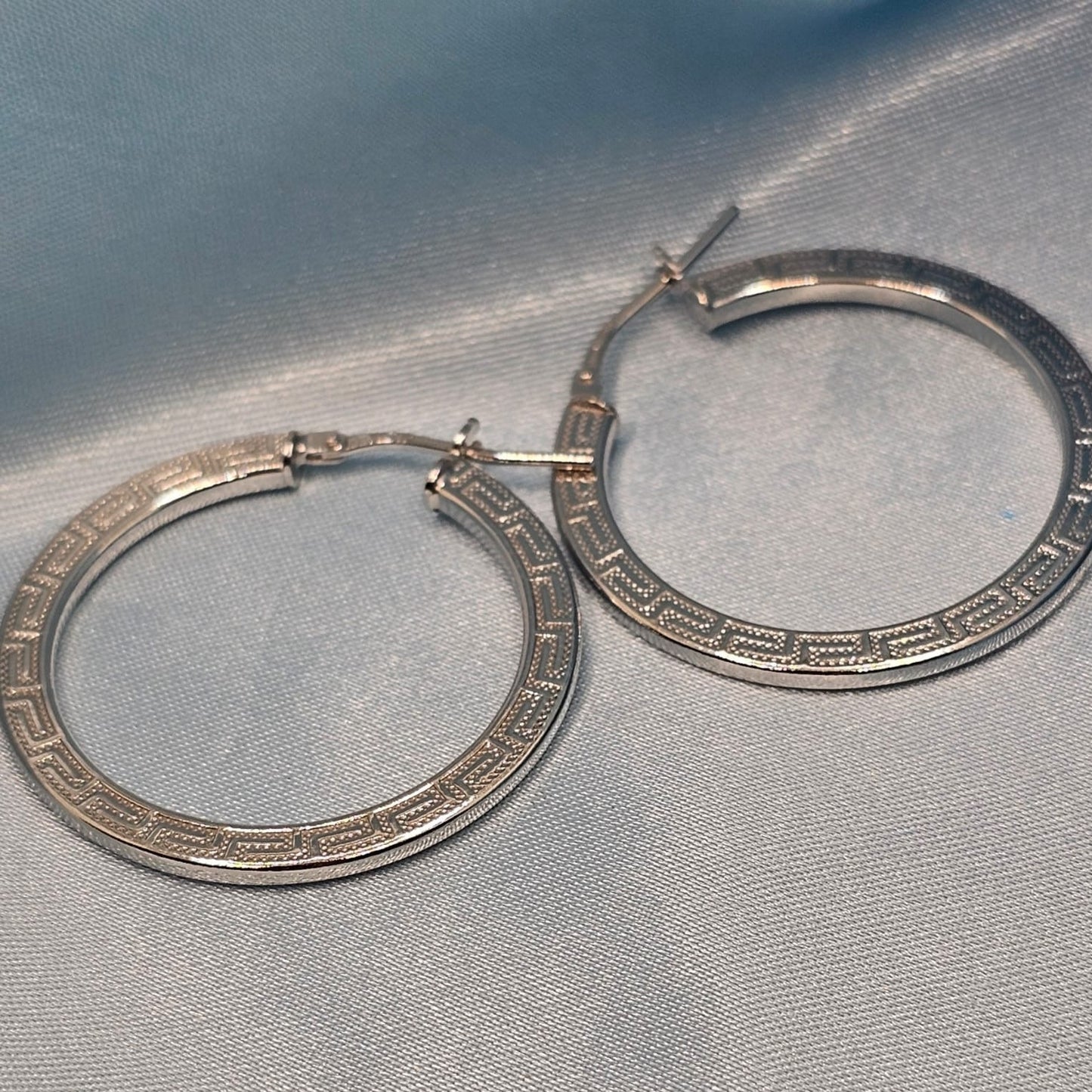 Greek Pattern Hoop Earrings
