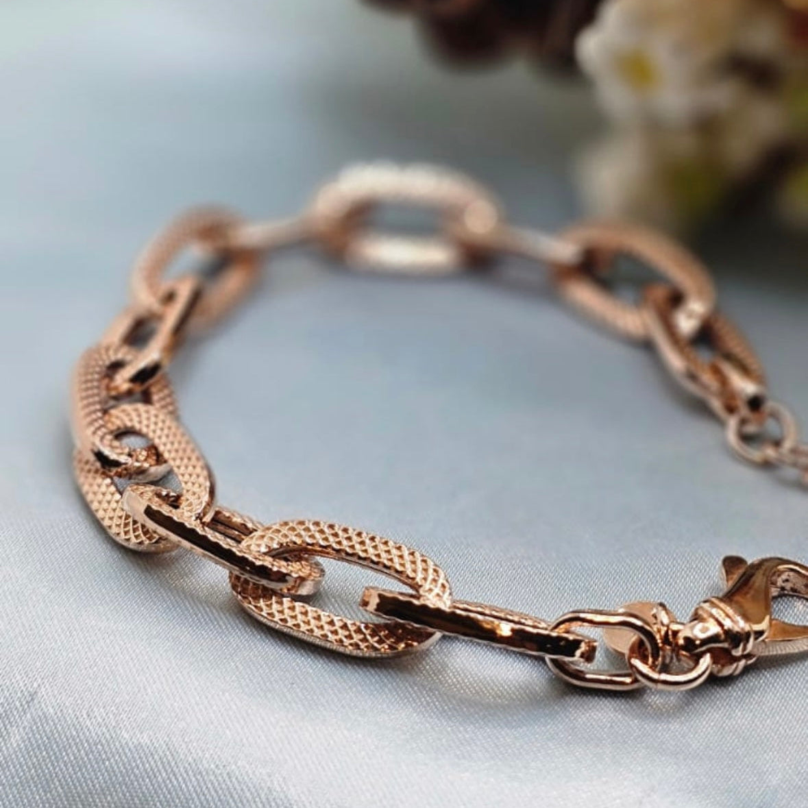 Rose Gold Rectangle Link Bracelet