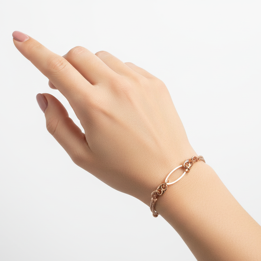 Rose Gold Dual Stone Chain Bracelet