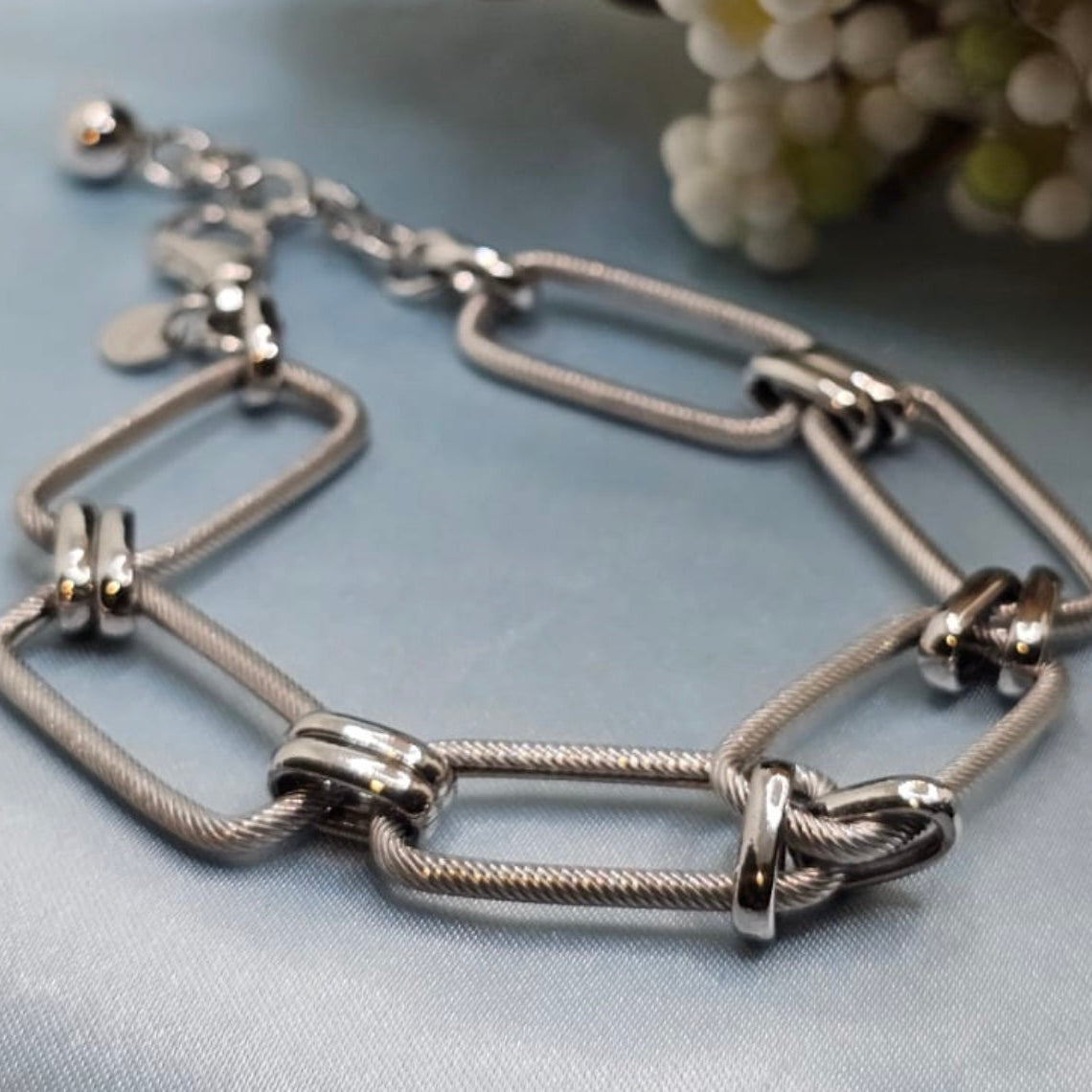 Silver Rectangle Link Bracelet