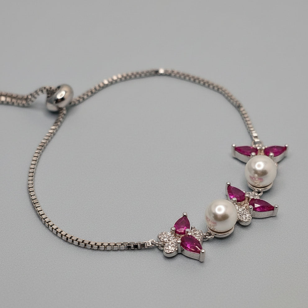 Pearl & Pink Zircon Bracelet