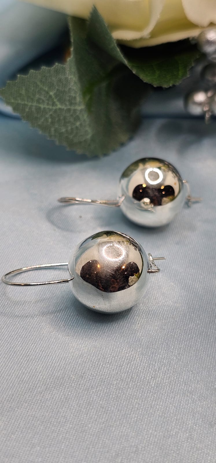 Silver Ball Drop Earrings