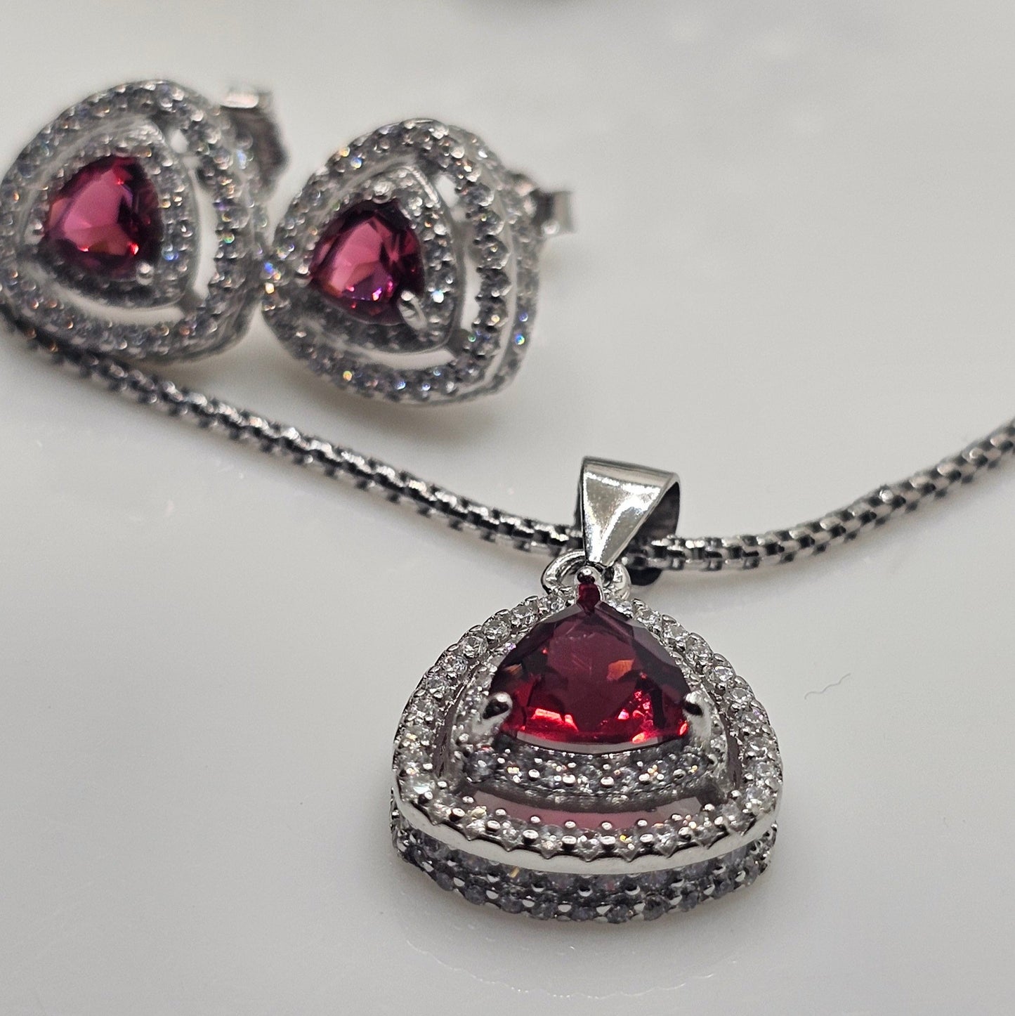 Pink stone Triangle Pendant