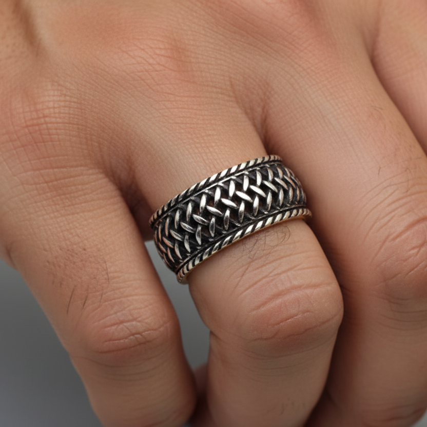 Bold Woven Silver Ring