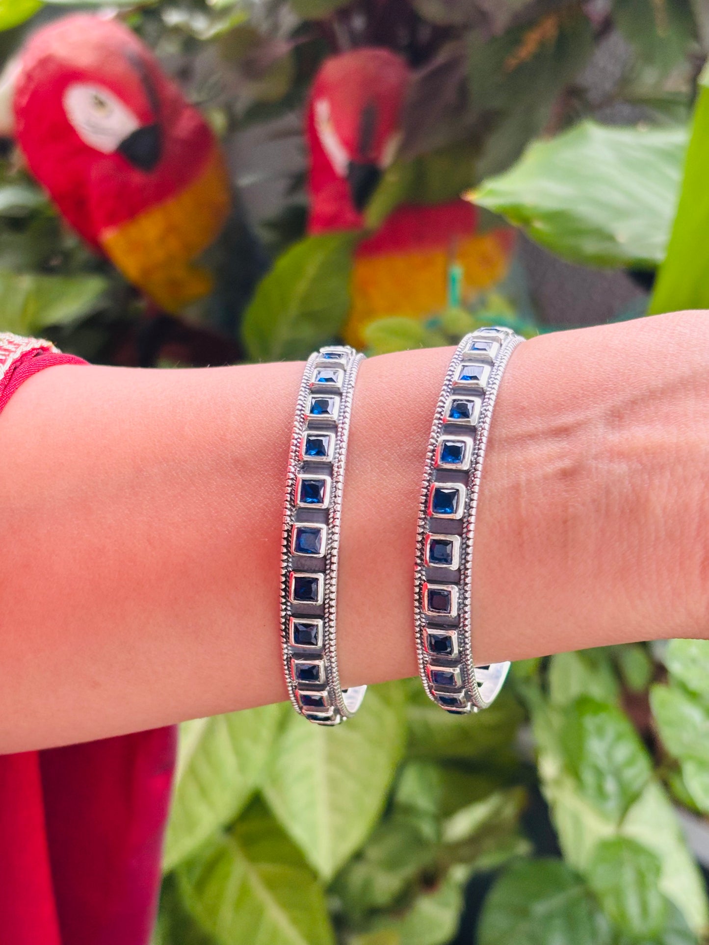 Blue square oxidise bangle ￼