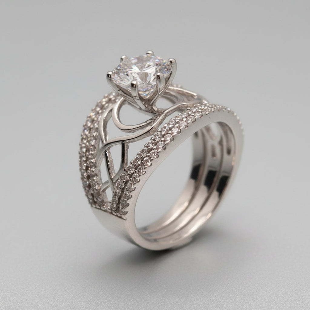 Silver Designer Zircon Ring
