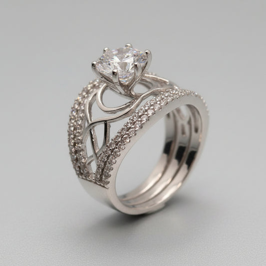 Silver Designer Zircon Ring