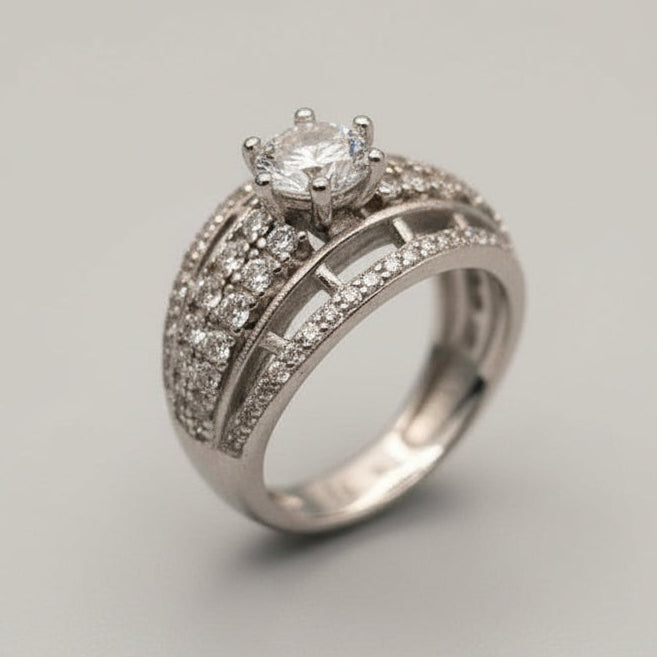 Zircon Wide Band Statement Ring