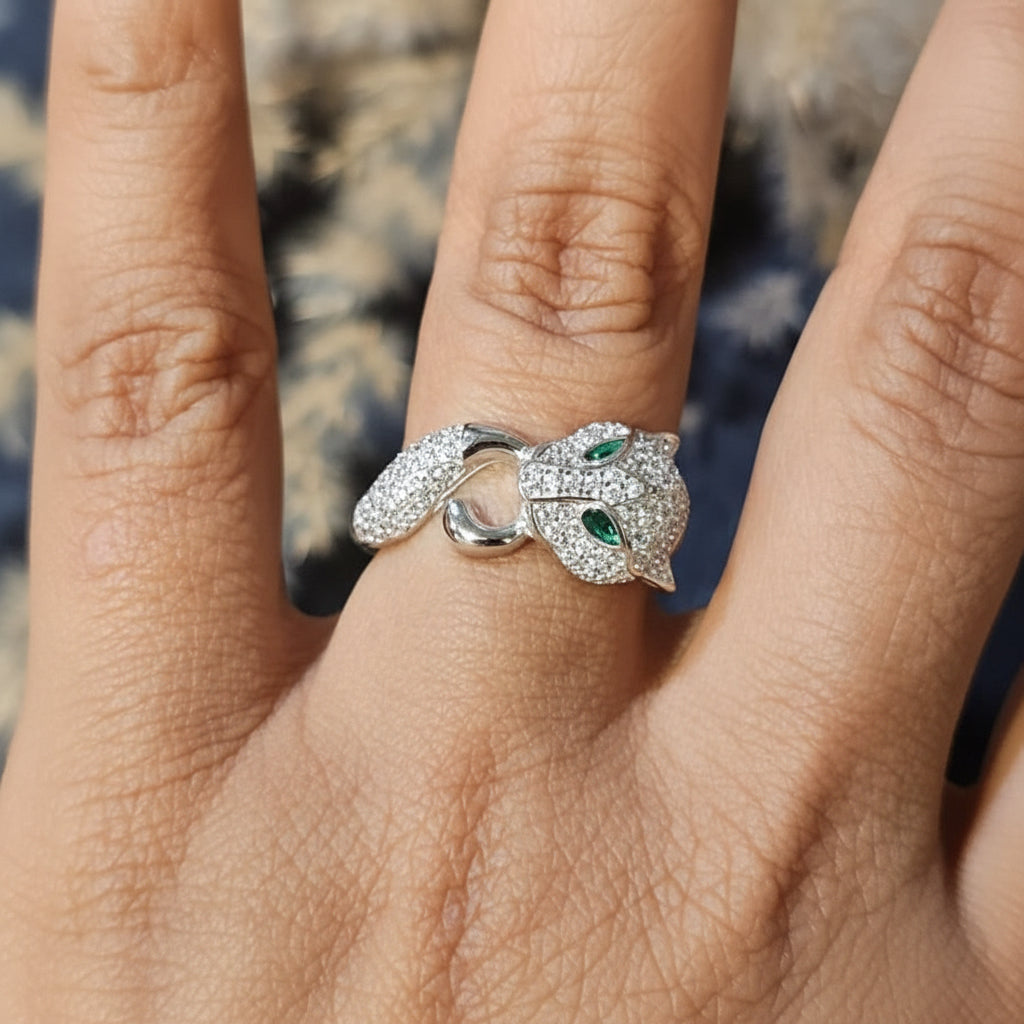 Ring CZ Panther Green