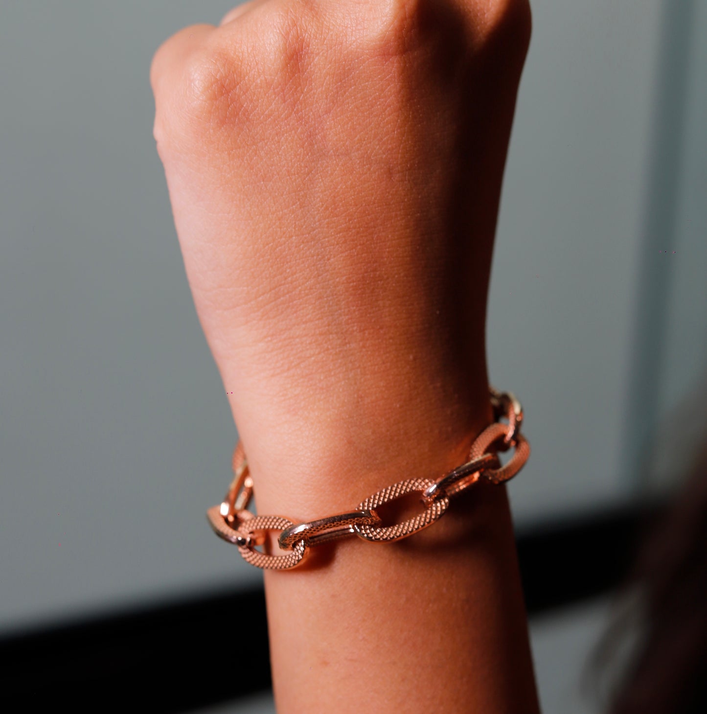 Rose Gold Rectangle Link Bracelet