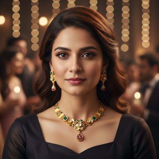 Necklace Set with Gold Polish & Stone Detailing