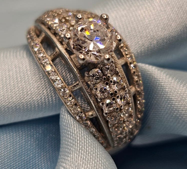 Zircon Wide Band Statement Ring