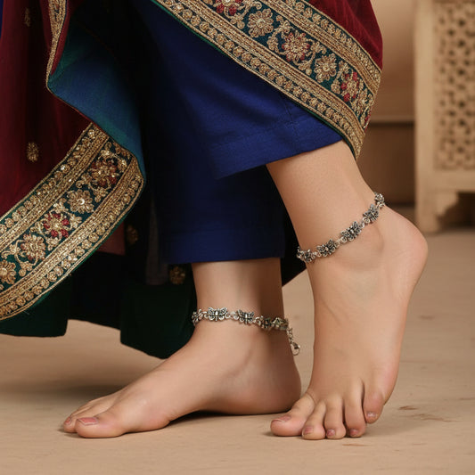 Oxidised Butterfly Anklet
