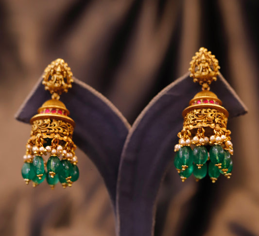 Temple Jhumki Green