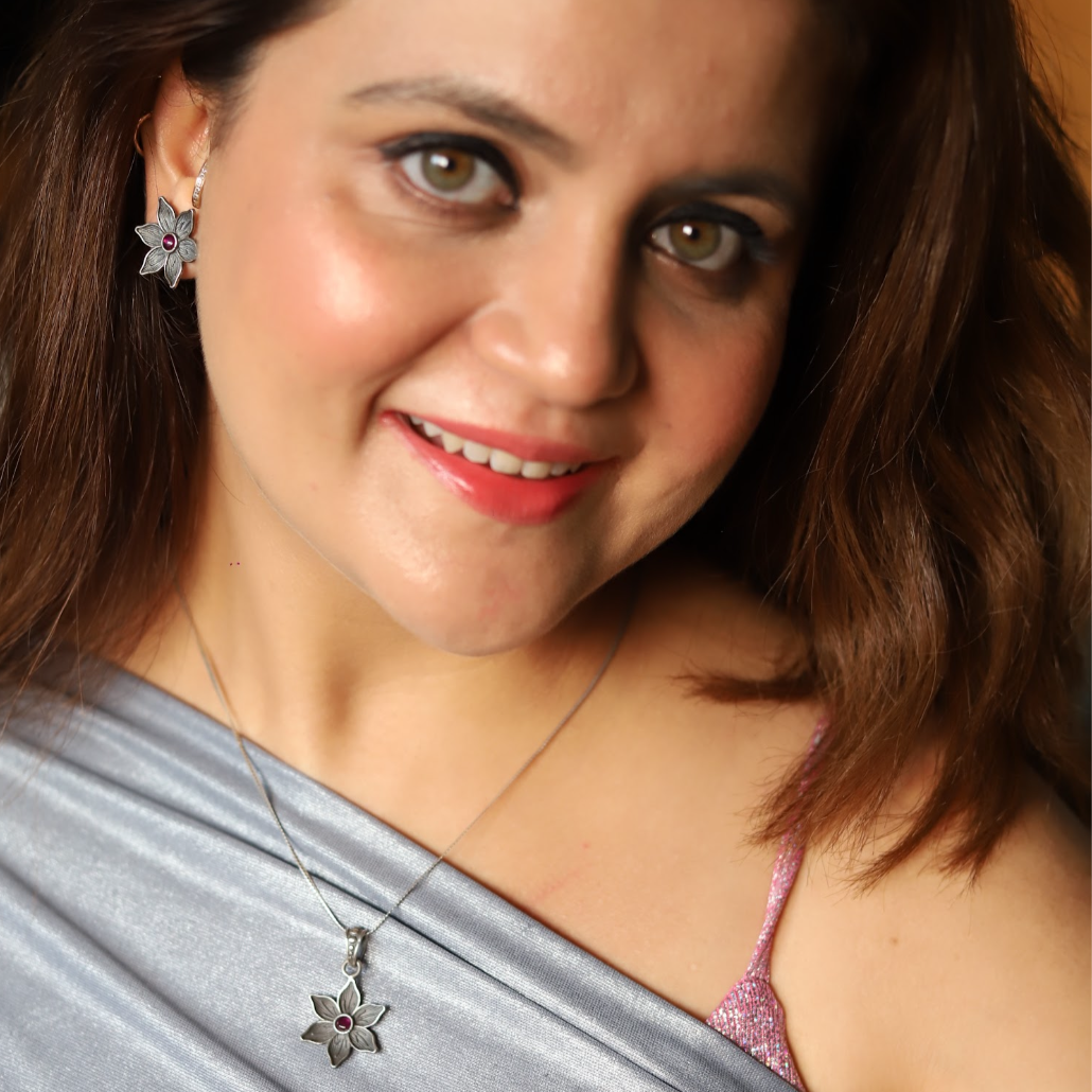 Flower Pendant with Purple Stone