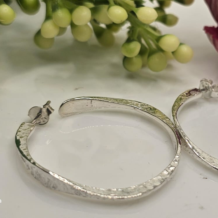 Shining silver hoops