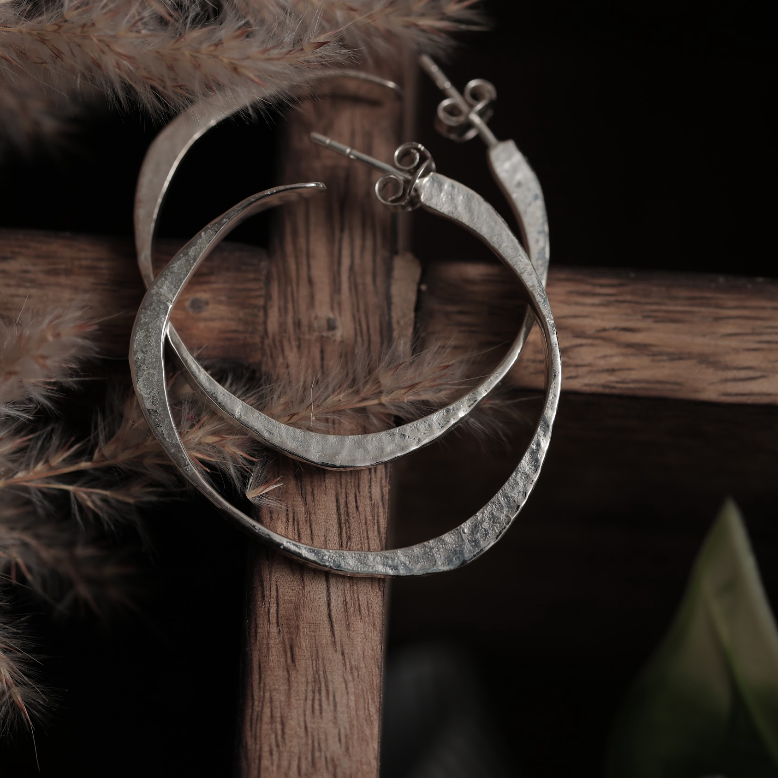 Shining silver hoops