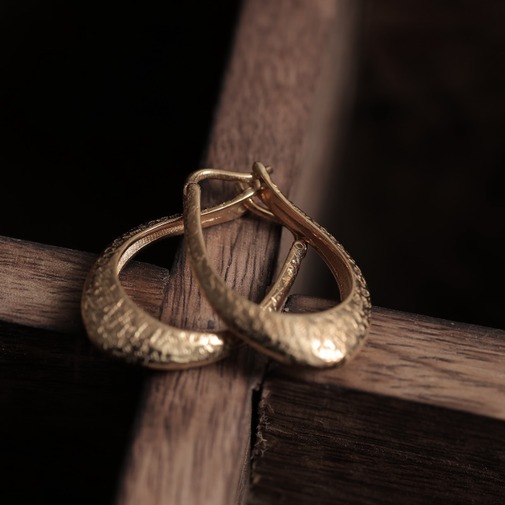 gold polish silver earring