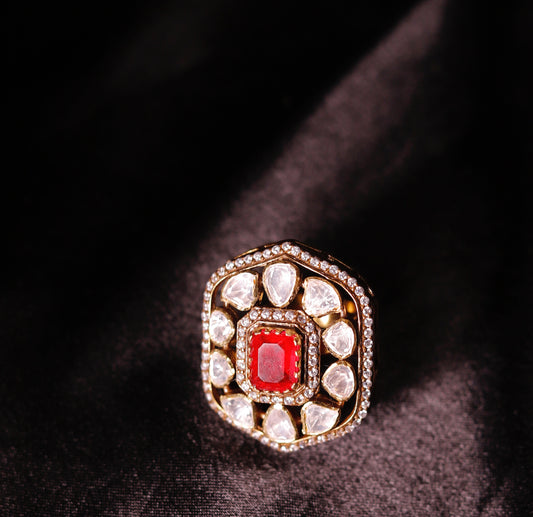RED MOSAINAITE ROYAL RING