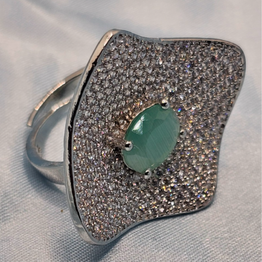 Cocktail Ring with Green Stone