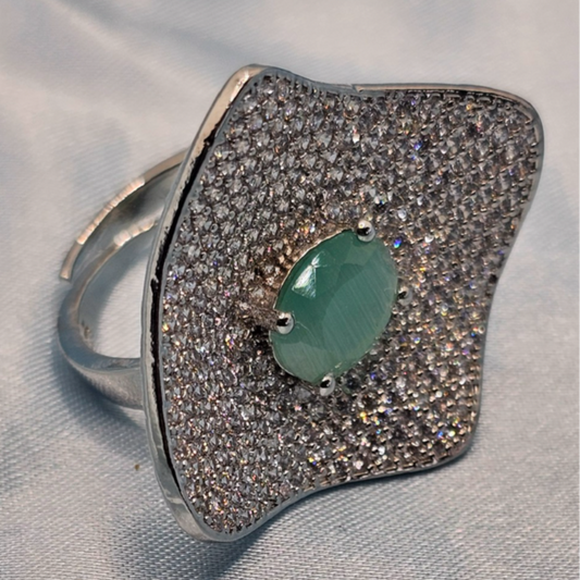 Cocktail Ring with Green Stone
