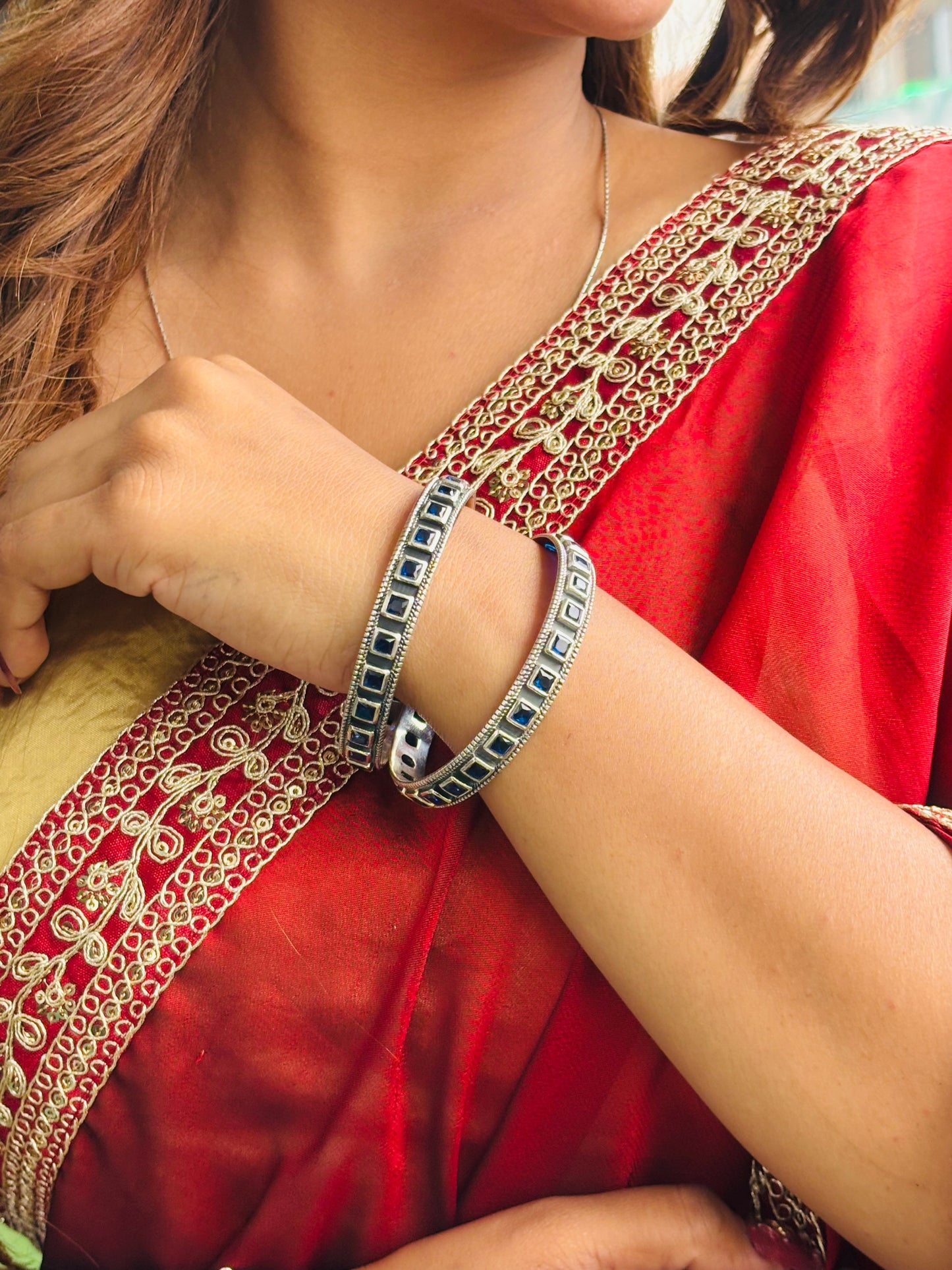 Blue square oxidise bangle ￼
