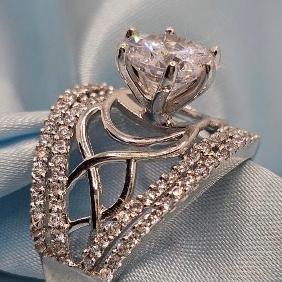 Silver Designer Zircon Ring