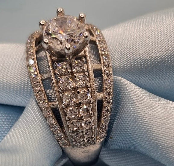 Zircon Wide Band Statement Ring