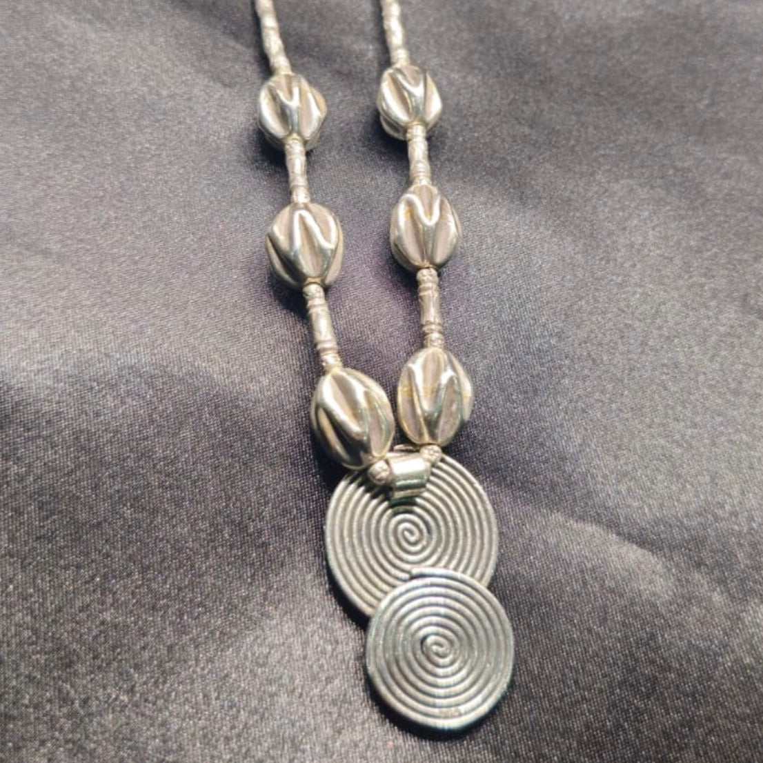 Oxidised Spiral Silver Necklace