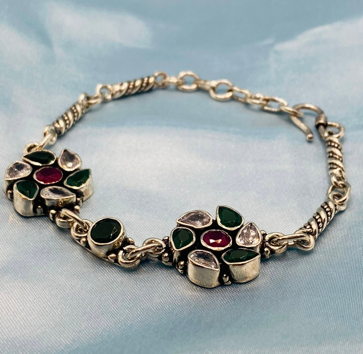 Floral stone bracelet
