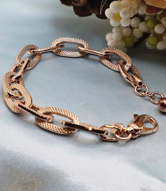 Rose Gold Rectangle Link Bracelet