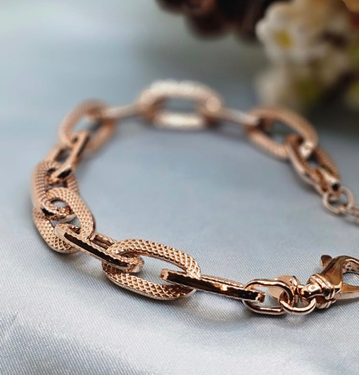 Rose Gold Rectangle Link Bracelet