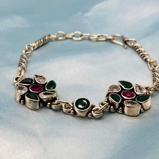 Floral stone bracelet