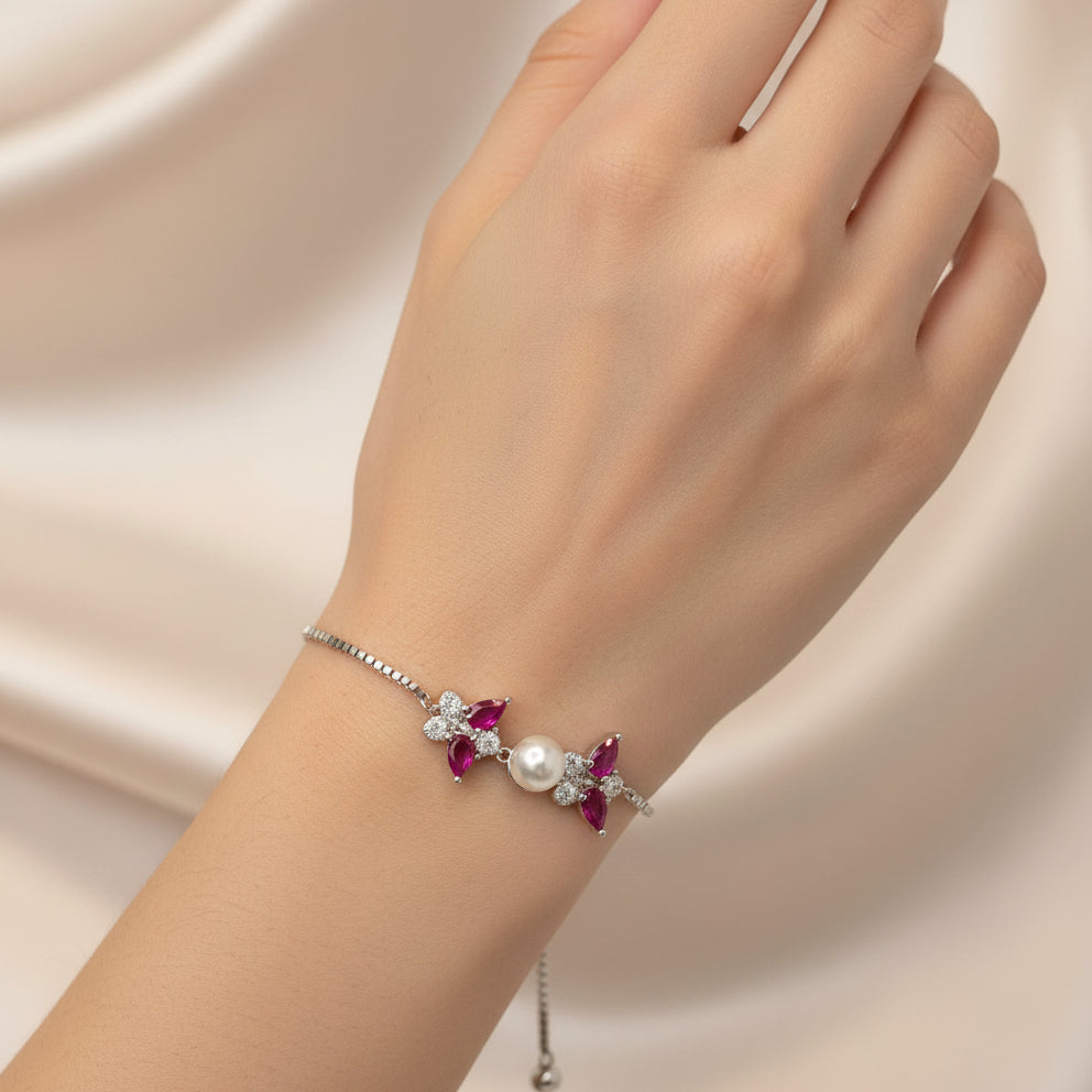 Pearl & Pink Zircon Bracelet