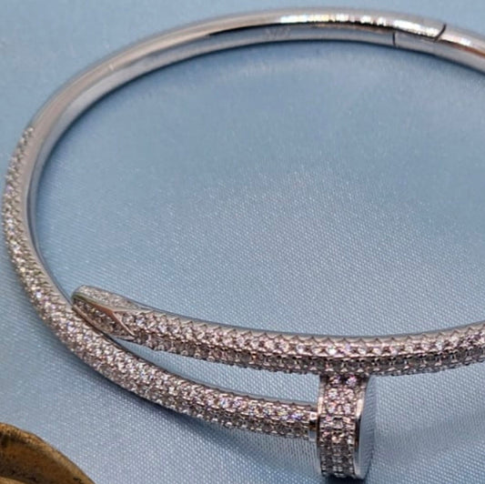 Silver nail bracelet