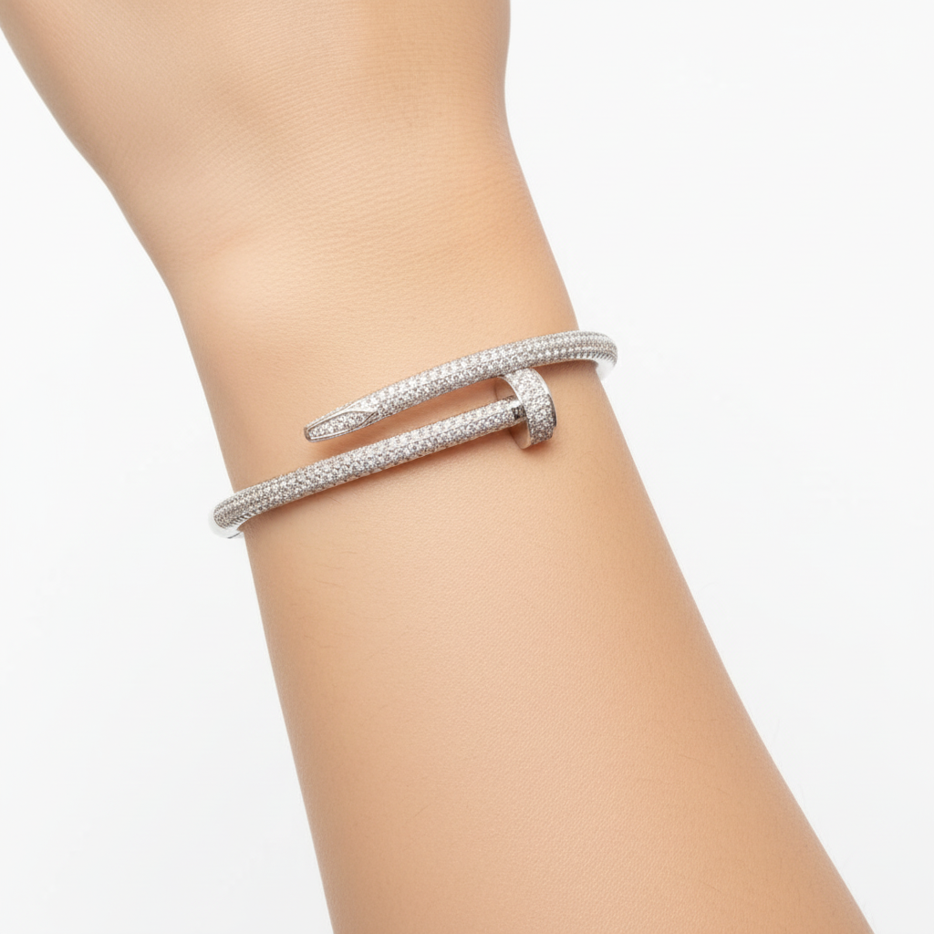 Silver nail bracelet