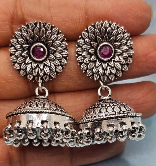 Jhumki with pink stone
