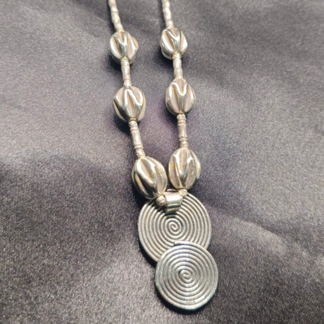 Oxidised Spiral Silver Necklace