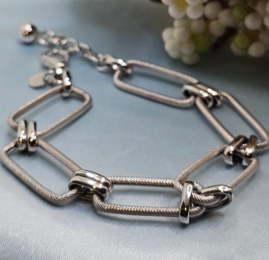 Silver Rectangle Link Bracelet