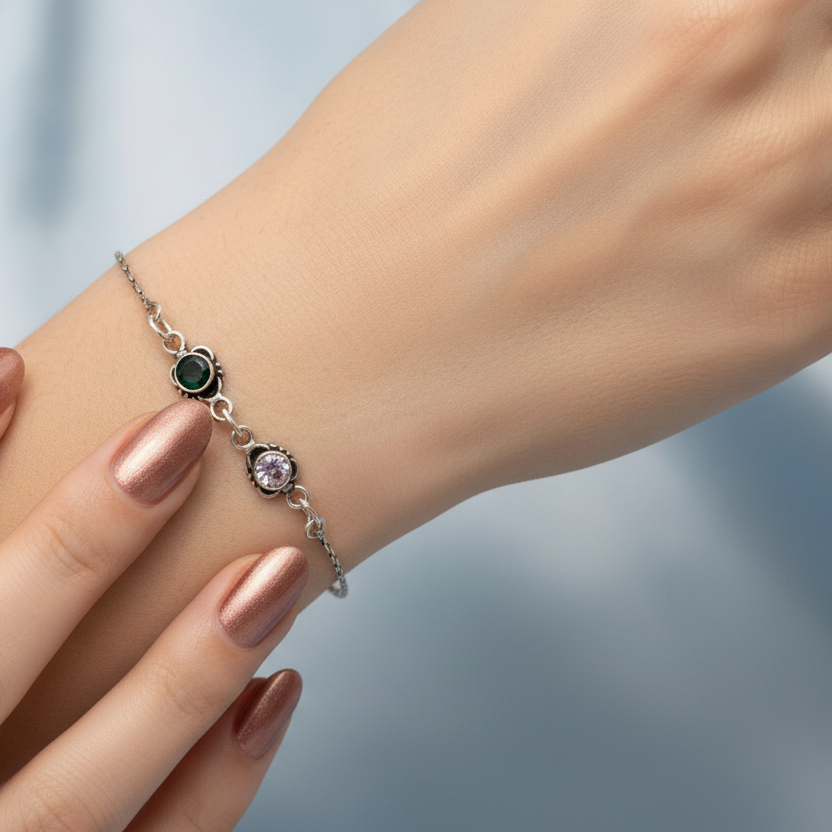 Green and White stone bracelet