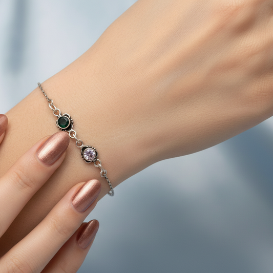 Green and White stone bracelet