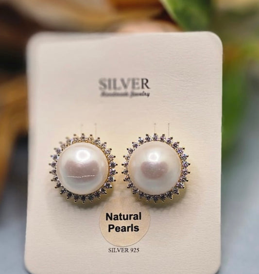 Golden Natural Pearl Studs