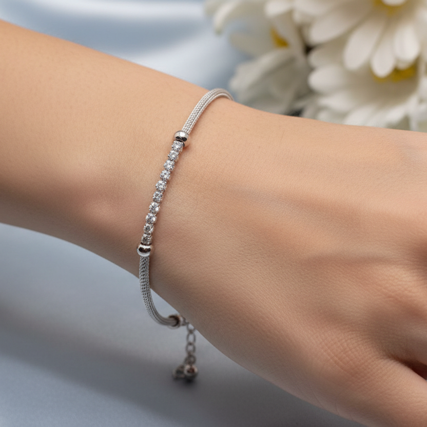 Tiny stones and rope bracelet