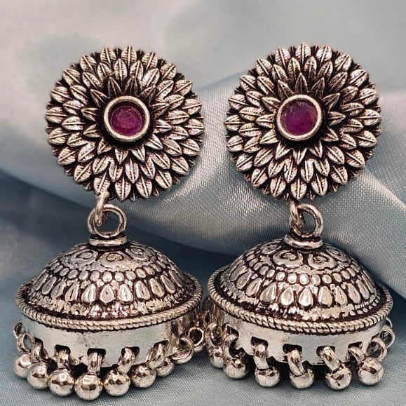 Jhumki with pink stone
