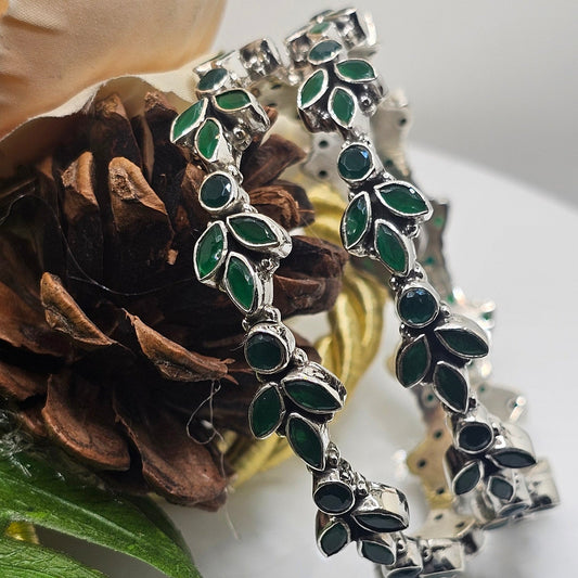 Green leaf bangle (set of 2)