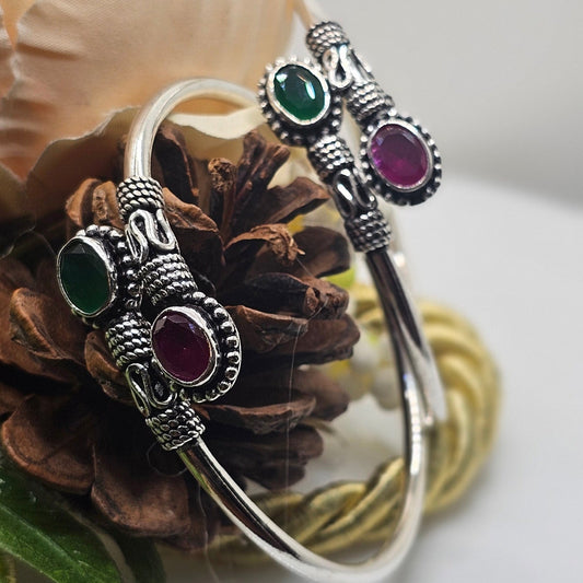 Green pink bangle (set of 2)